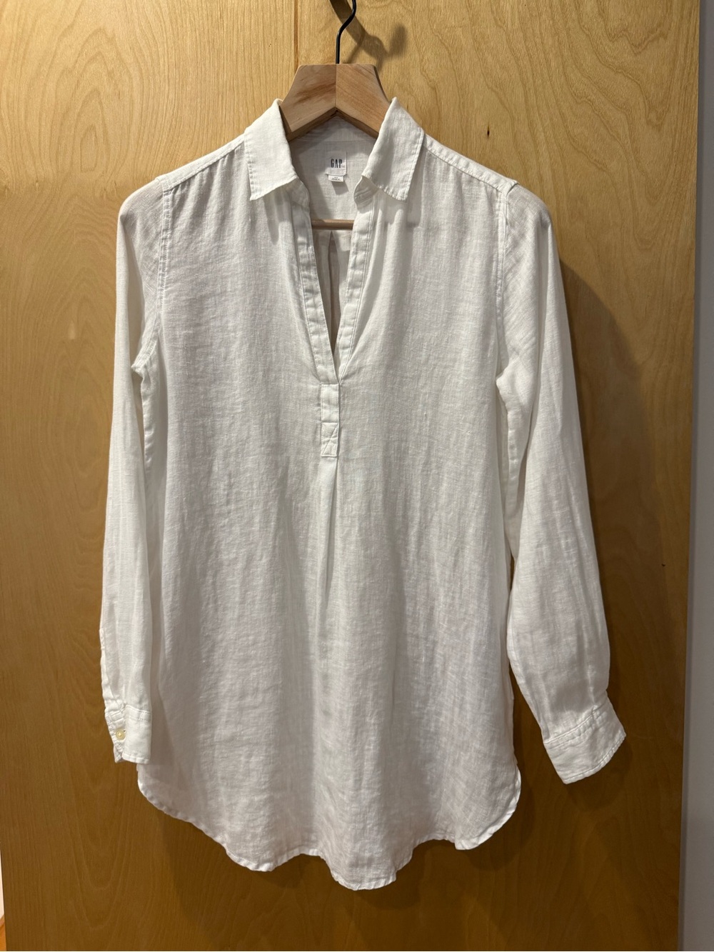 GAP White Linen Split V-Neck Tunic